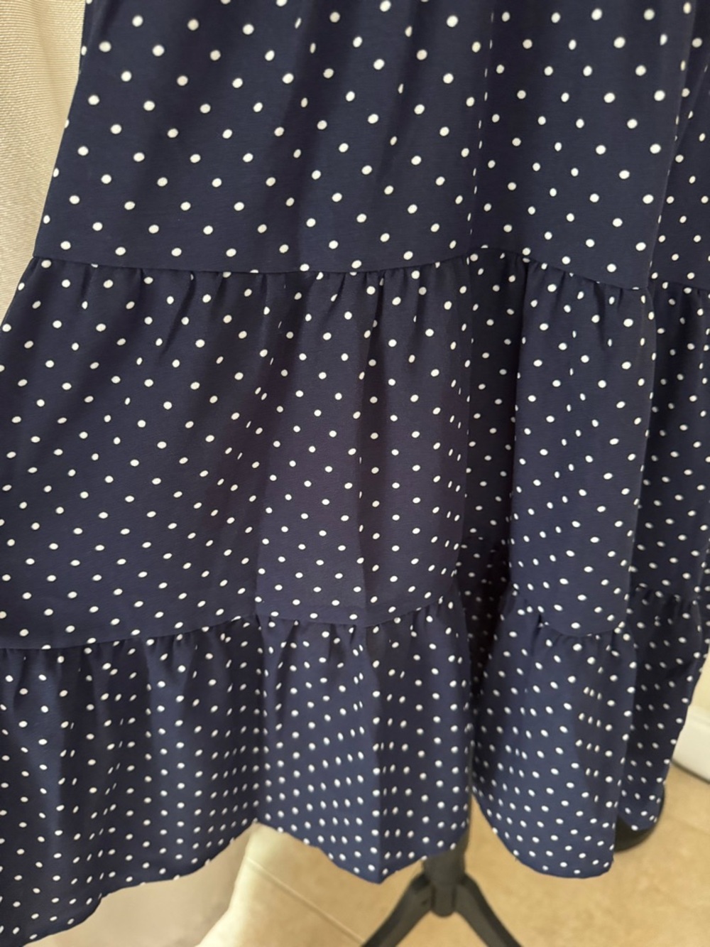 Pomander Place Navy Polka Dot Babydoll Mini Dress NWT Small - Picture 5 of 11
